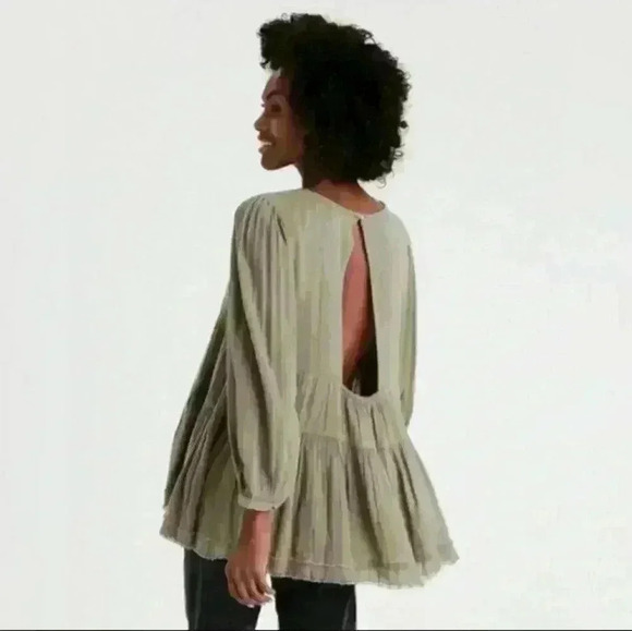 American Eagle Boho Green Open Back Blouse - Picture 2 of 13